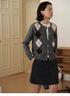 Classic Argyle Wool Button Cardigan in light gray, front view on model with Ivy League styling and diamond knit pattern