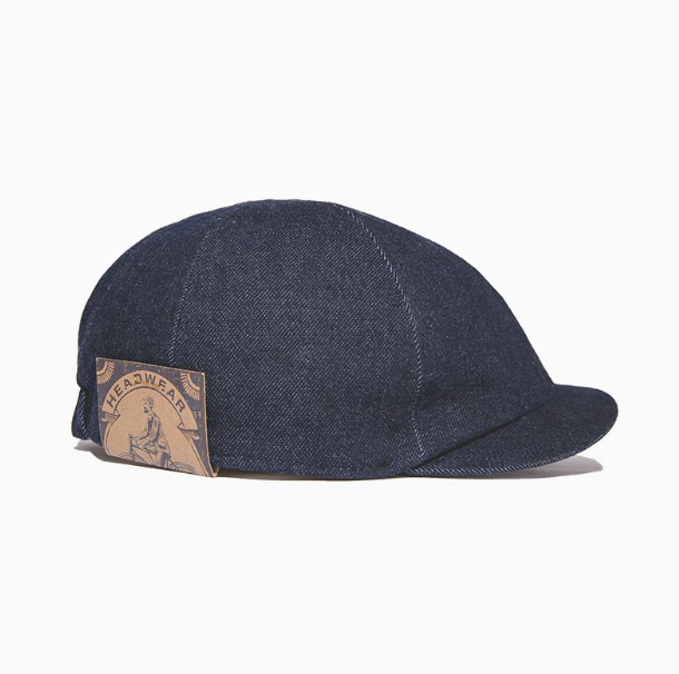 Classic Denim Miki Cap in Dark Blue side profile on clean background showing short brim and rounded crown shape