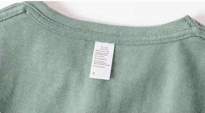 Classic Sage Everyday Tee mineral blue color back collar detail with inner label and stitching