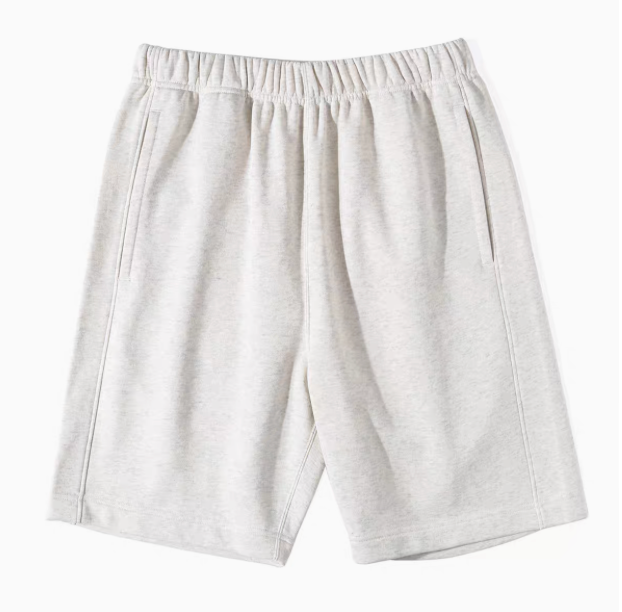 Cloth Relaxed Shorts Light Gray front view featuring relaxed fit elastic waistband and clean silhouette