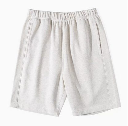 Cloth Relaxed Shorts Light Gray front view featuring relaxed fit elastic waistband and clean silhouette