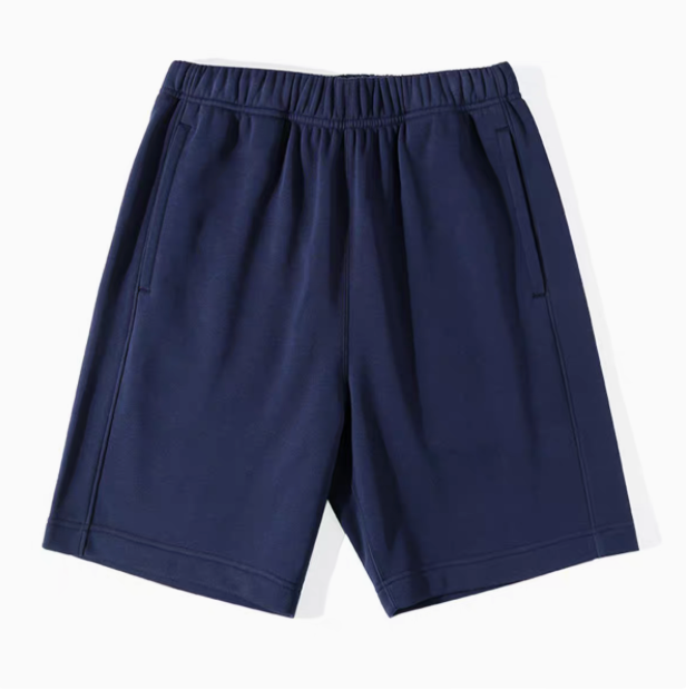 Cloth Relaxed Shorts Space Blue front view featuring soft fabric texture and elastic waist fit