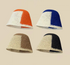 Color-block straw bucket hats in white blue, orange white, khaki white, and black white color options