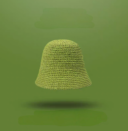 Grass green straw bucket hat minimalist soft brim breathable summer sun hat