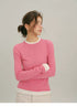 Rose Pink fine wool mock-layered long-sleeve top, front view with arms crossed