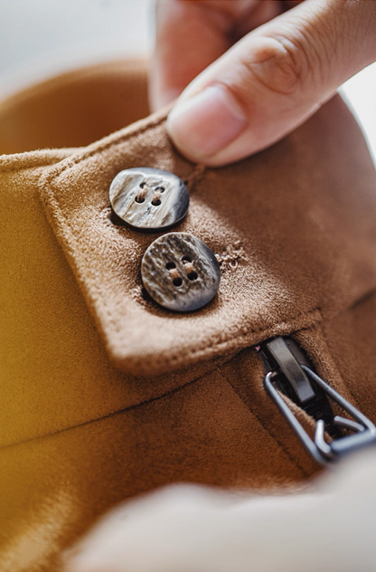 Retro suede Harrington jacket paired with casual outfit