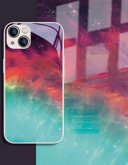 Galaxy Shield phone case multicolor starry sky galaxy design with white frame back view