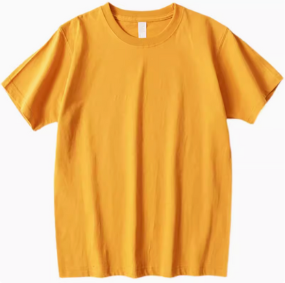 Golden Glow Tee mustard yellow color front view short sleeve crewneck cotton t-shirt