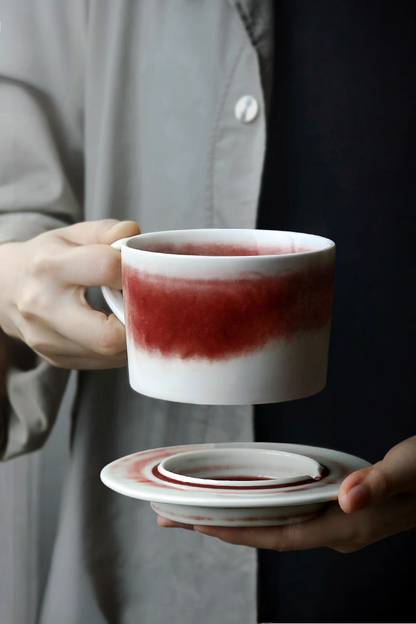 Style 2 ceramic coffee cup filled with coffee held in hands highlighting warmth and premium handcrafted design