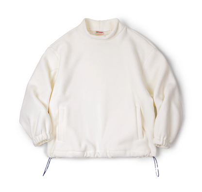 Cream White Heavyweight Fleece Mock Neck Sweatshirt front flat lay