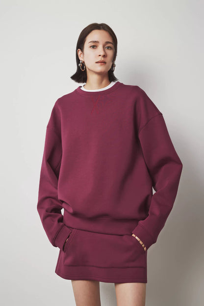 Women’s oversized hoodie &amp; skirt set in burgundy – streetwear fashion outfit