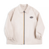 Off-White retro coach jacket with contrast blue-yellow zipper, front view.