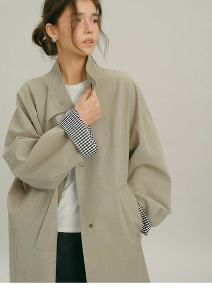 Close-up of a Khaki mac coat&