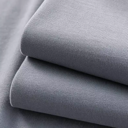 Lavender All-Season Tee Gray Blue folded cotton fabric texture detail close-up