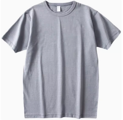 Lavender All-Season Tee Gray Blue front view short sleeve relaxed fit cotton T-shirt