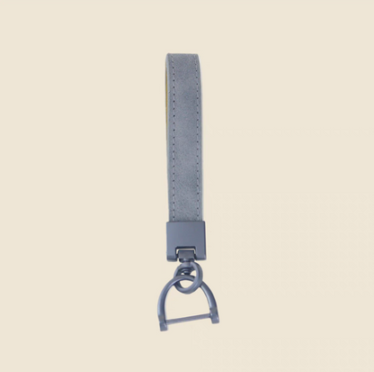 Leather strap keychain light cool gray cowhide leather minimalist accessory