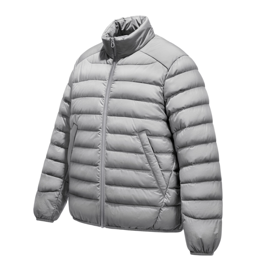 Light Grey Ultra-Light Down Jacket – Men’s Packable Puffer Front View
