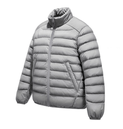Light Grey Ultra-Light Down Jacket – Men’s Packable Puffer Front View