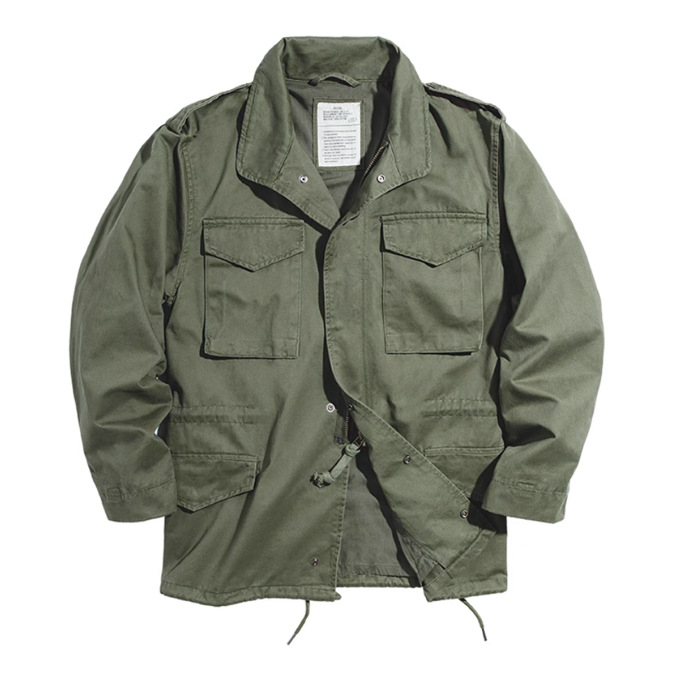M65 Field Jacket - Army Green Front View with Classic Epaulettes