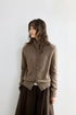 Heather brown marled wool cardigan, front view
