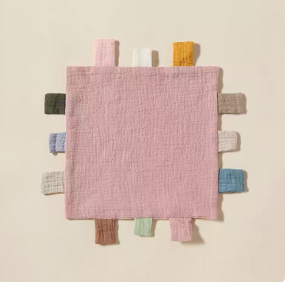 Dark pink sensory baby comfort teething cloth toy front view