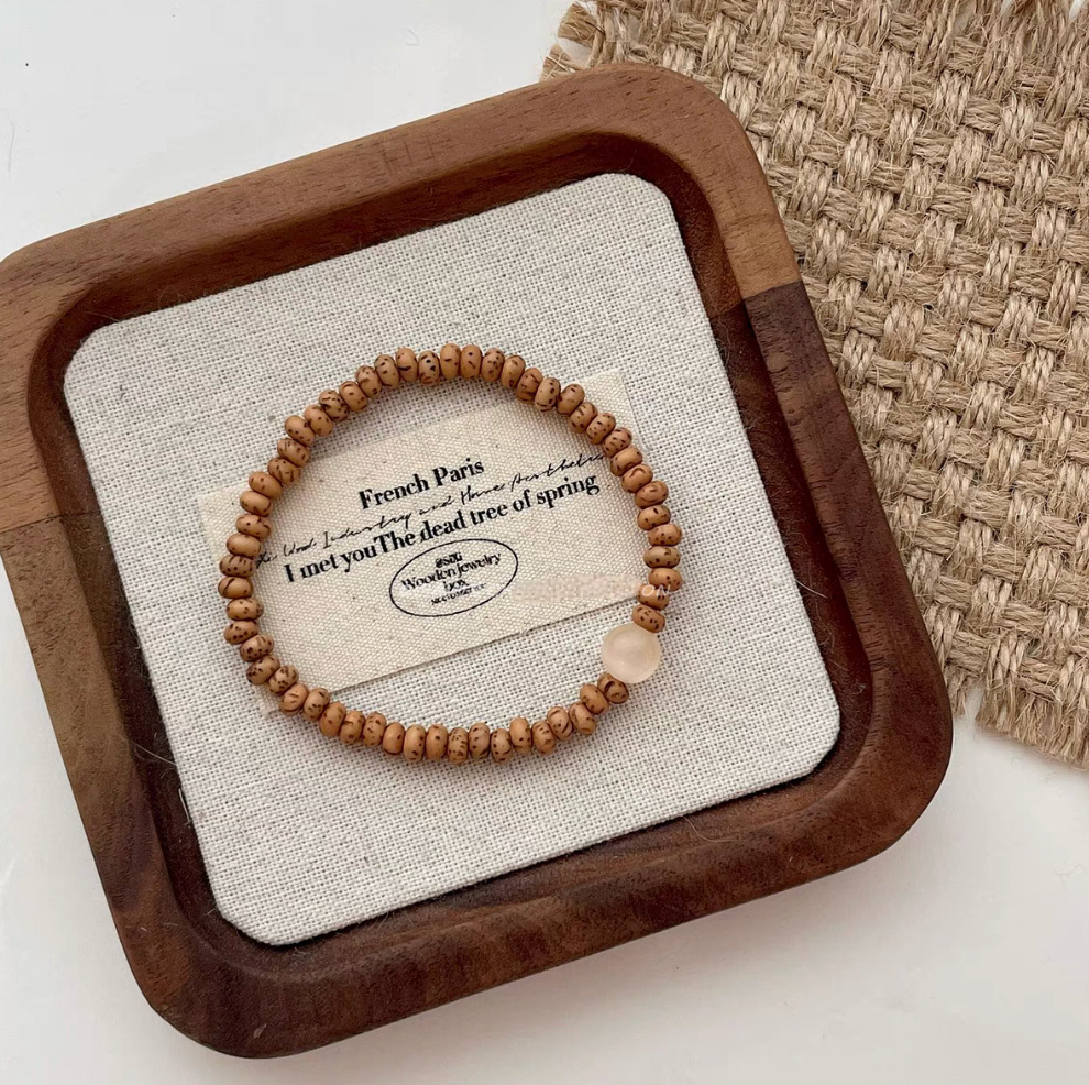 natural bodhi seed bracelet with cat&