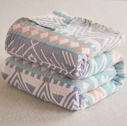 Nature Cotton Quilt Mia Blue folded breathable cotton jacquard quilt