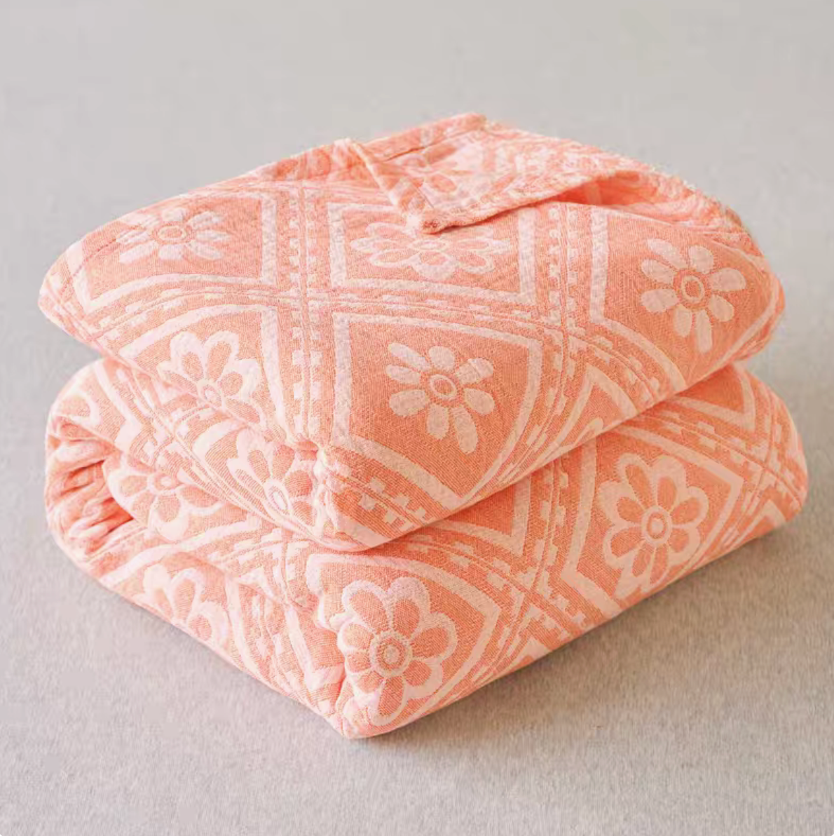 Nature Cotton Quilt Orange Chrysanthemum folded cotton jacquard quilt with floral pattern