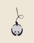 Panda charm keychain front view with black and white design and cute facial details
