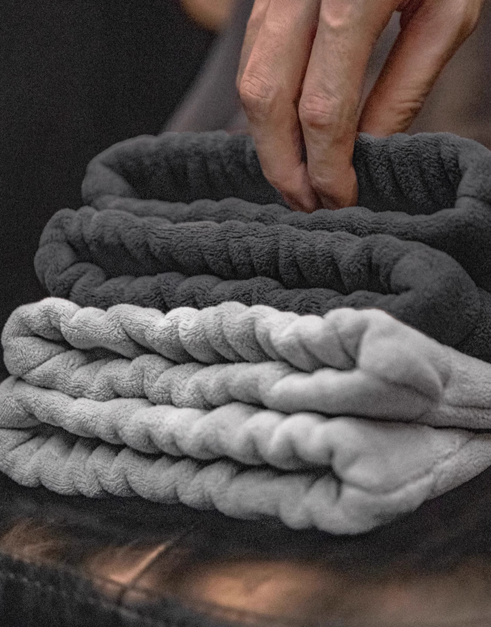 Close-up of Plush Relax Joggers fleece material showing thick soft texture for warmth and comfort