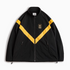 Reflective V-Stripe Tactical Zip Jacket with Army Star Patch in Black front view showing reflective V-shaped stripes, front zip closure and side zip pockets