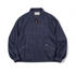 Flat lay view of retro denim waffle weave coach jacket with zipper front