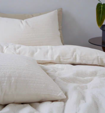 Cream cotton pillow sham from Rock Point bedding set highlighting natural woven cotton texture