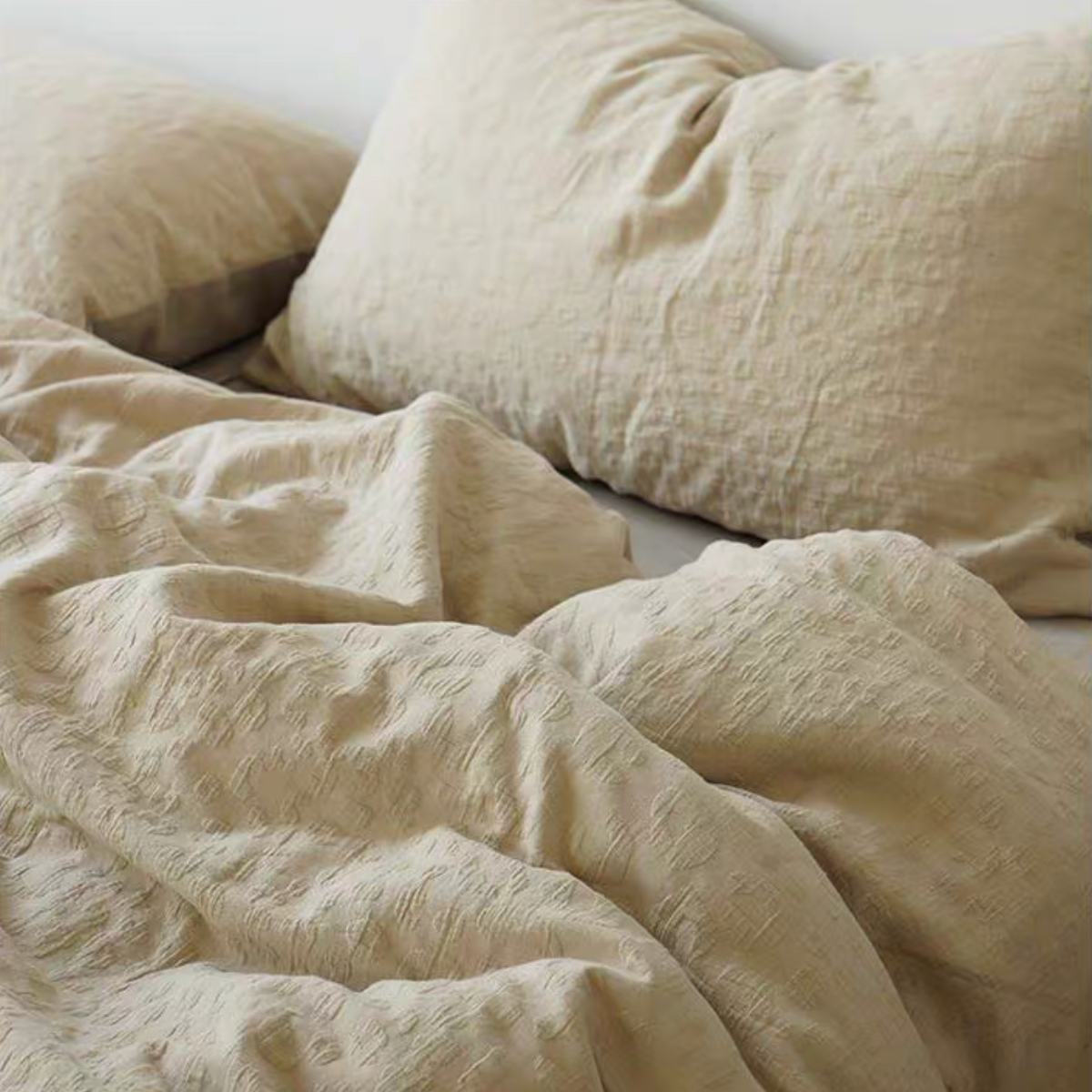 Rock Point cotton pillow sham in Leopard Print Almond Yellow showing textured natural cotton fabric