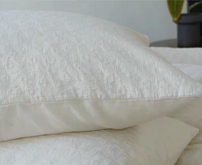 Leopard Print Cream cotton pillow sham from Rock Point bedding set highlighting textured cotton fabric