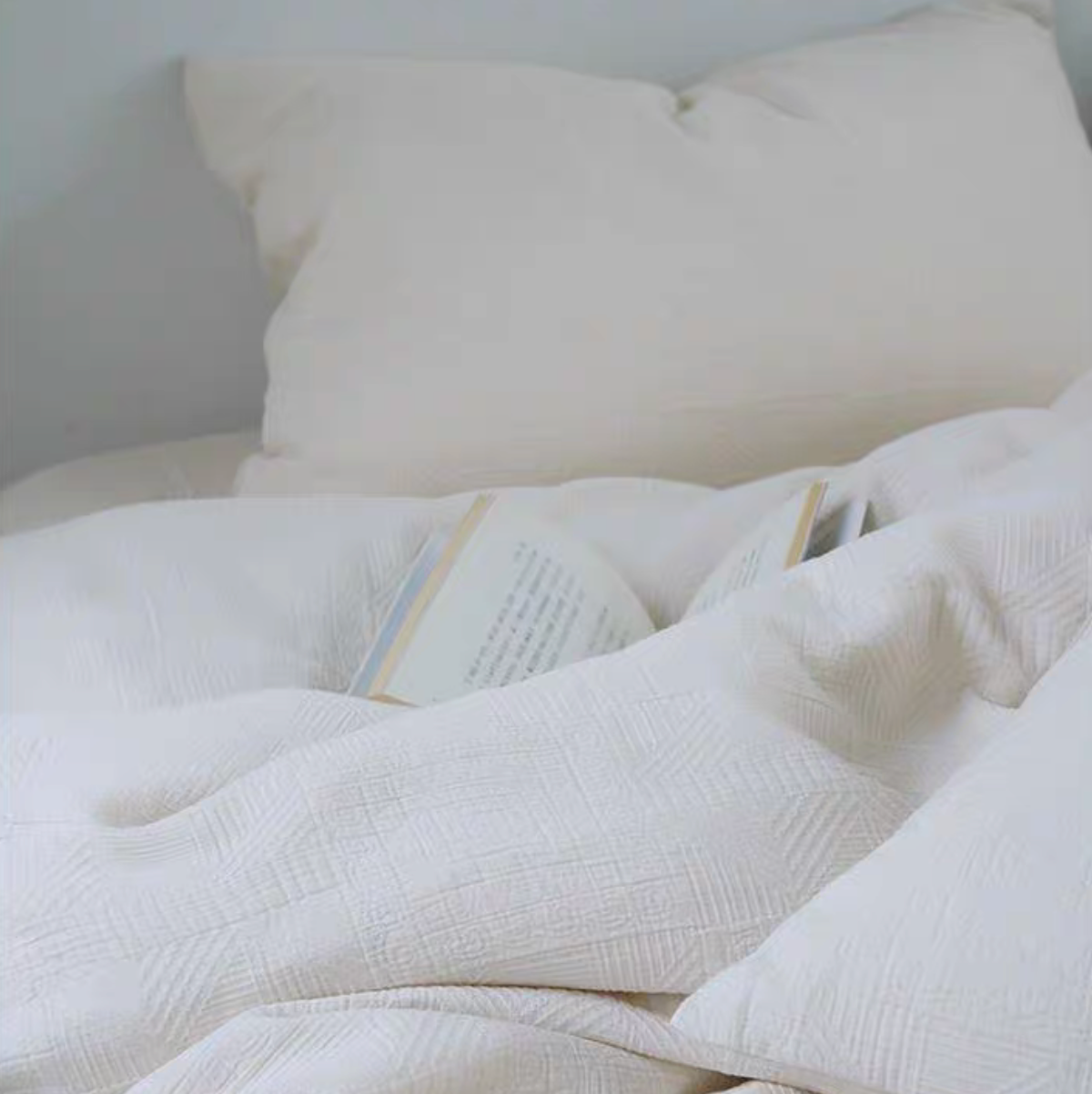 Plaid Blue Gray cotton pillow shams from Rock Point bedding set showing textured cotton pattern