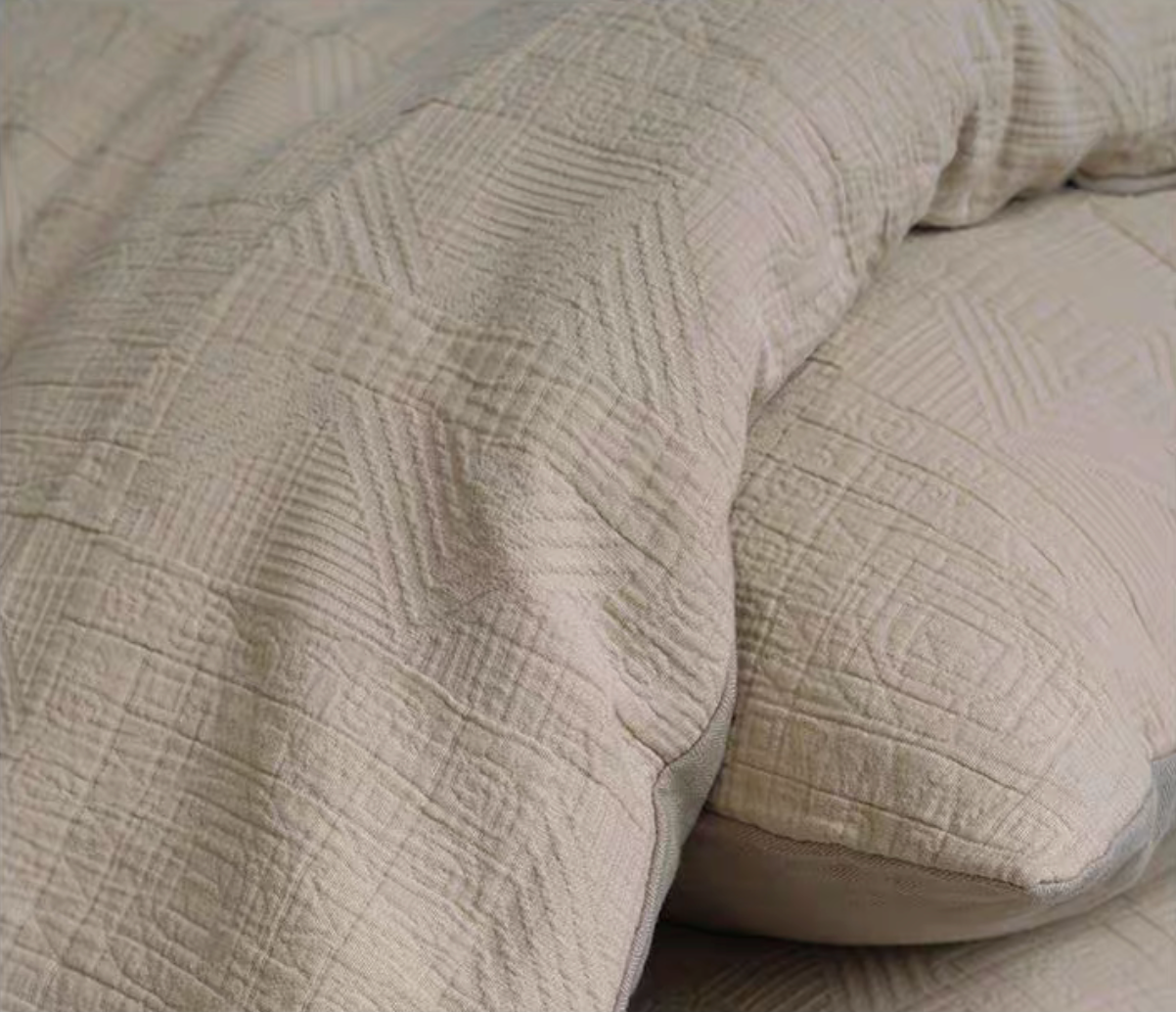 Wheat Ear Cream cotton pillow shams from Rock Point bedding set highlighting woven cotton texture