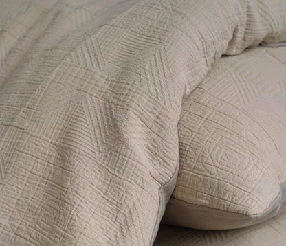 Wheat Ear Cream cotton pillow shams from Rock Point bedding set highlighting woven cotton texture