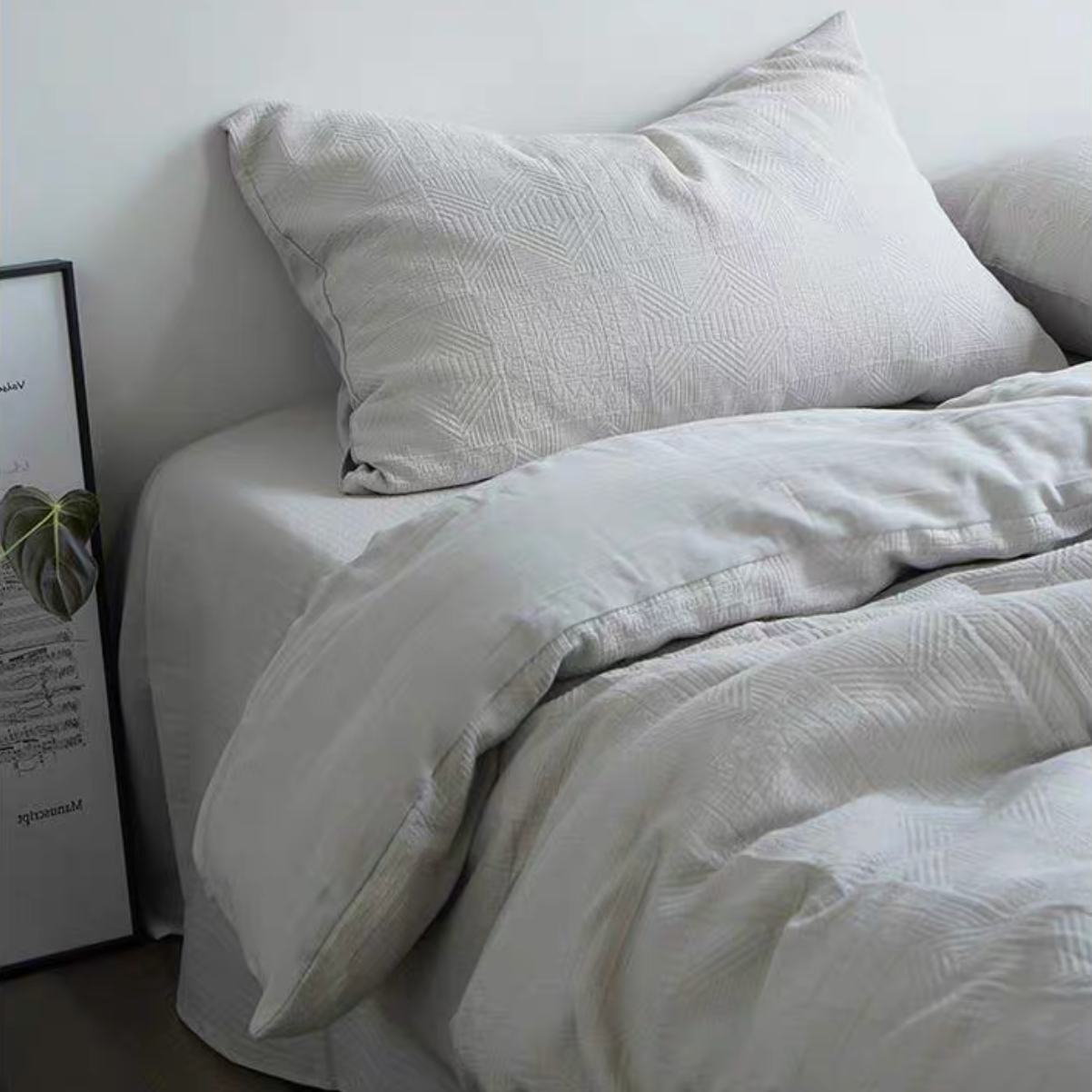 Rock Point Plaid Almond Yellow cotton comforter and sheet set draped across bed with matching pillow shams