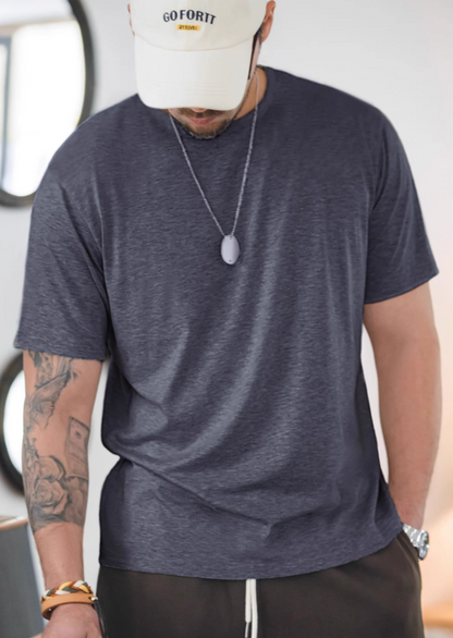 Seamless Breathable Lightweight Tee Dark Gray worn lifestyle view showing relaxed fit and everyday comfort