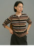 Mocha stripe wool cardigan, front view