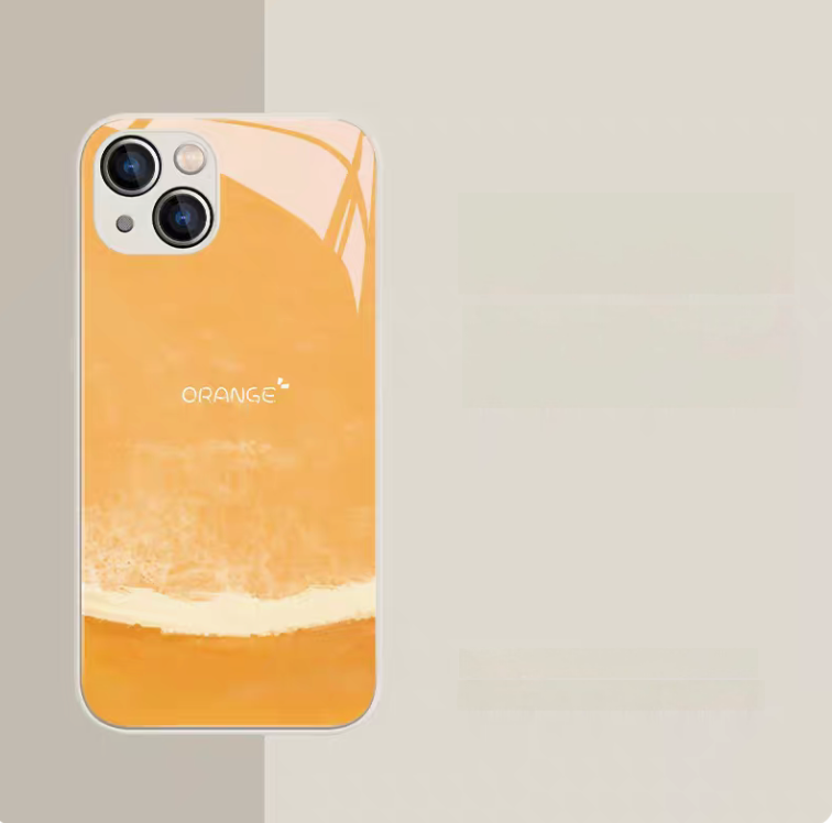 White frame orange fruit phone case with bright citrus design glossy protective surface
