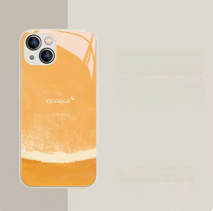White frame orange fruit phone case with bright citrus design glossy protective surface