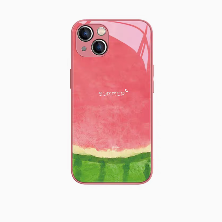 Seedless watermelon phone case back view with smooth red and green design glossy protective finish