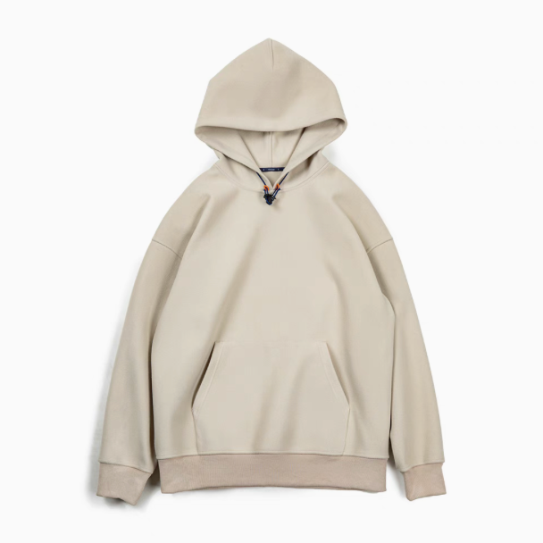 Trailblazer Pullover Hoodie in khaki front flat lay view featuring drawstring hood, kangaroo pocket, and ribbed hem