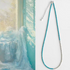 Turquoise and silver delicate choker necklace with natural turquoise beads and silver accents shown in artistic and product split view