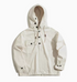 Utility Pocket Hooded Pullover Jacket in Off-White front view featuring drawstring hood, half-button placket, and front utility pocket