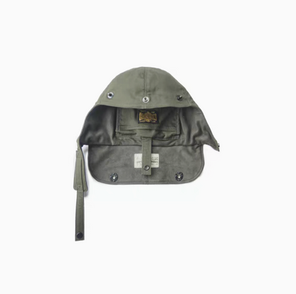 Vintage Military Canvas Sling Bag military green interior open view with lining and wartime label details