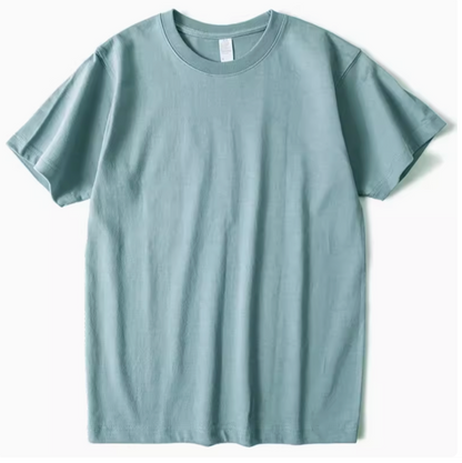 Weekend Vibes Tee ocean blue front view crewneck short sleeve t-shirt laid flat
