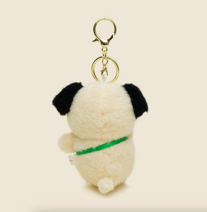 Wink Puppy Plush Keychain with Frog Sling Bag – Cute Stress Relief Bag Charm